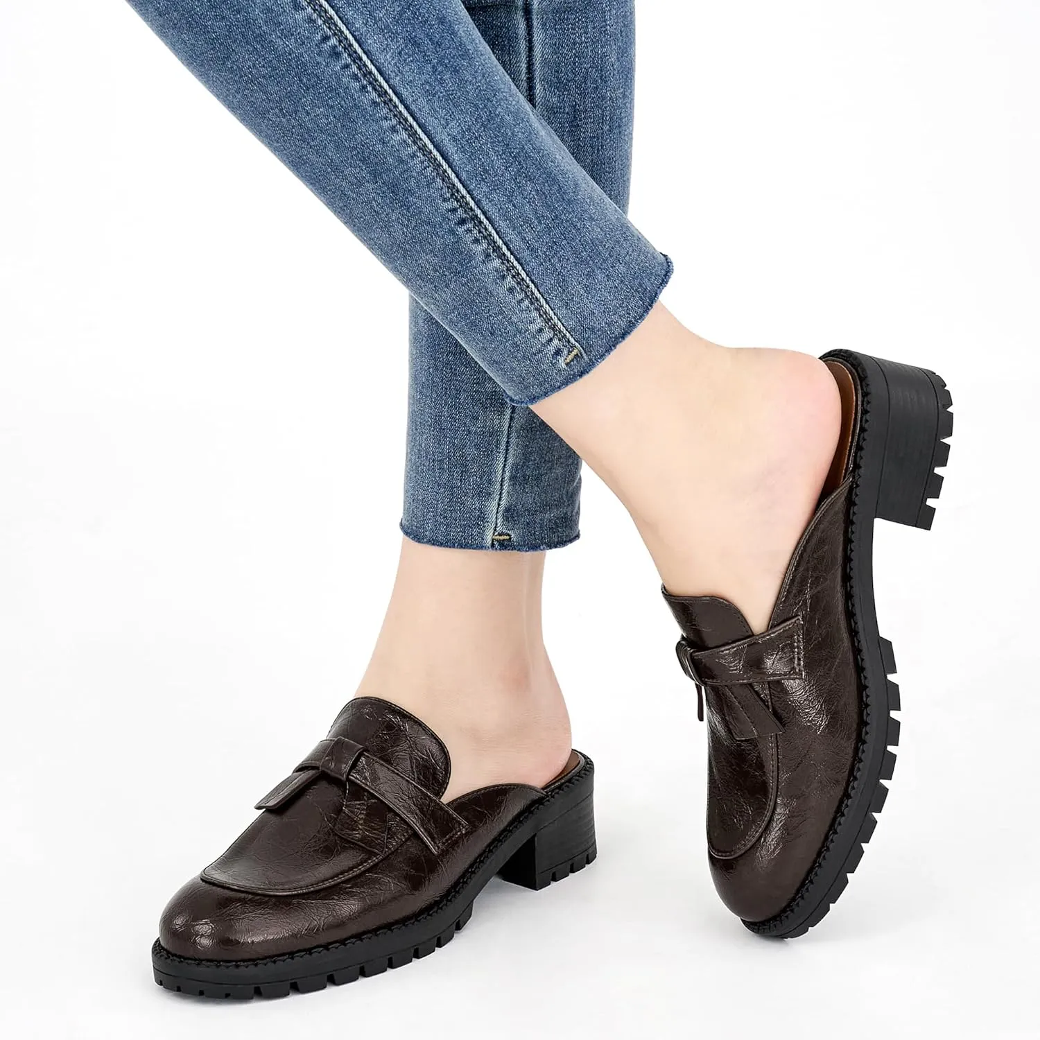 Ecetana Mules for Women Dressy Comfortable Slip on Chunky Backless Loafers Casual Slides Shoes for Business Fashion