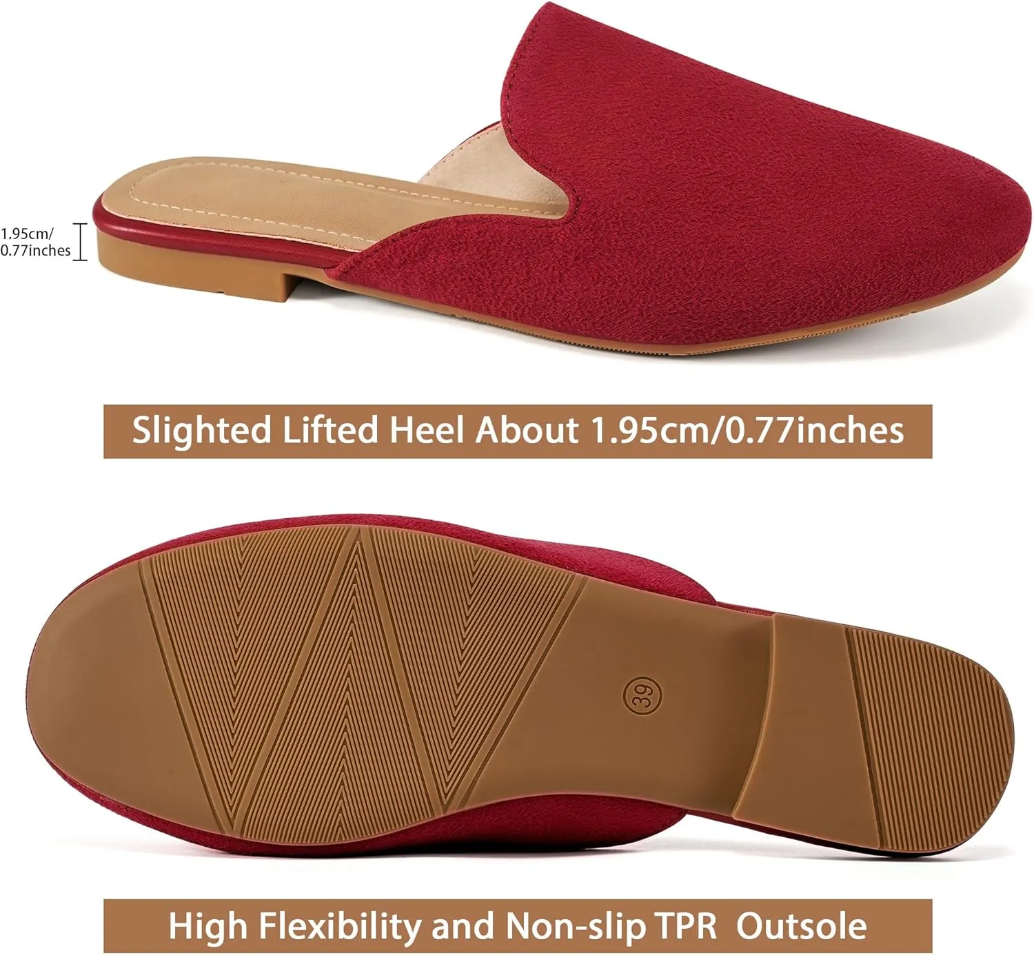 Ecetana Mules for Women Flats Shoes: Comfortable Slip On Casual Work Slides Round Toe Backless Loafers