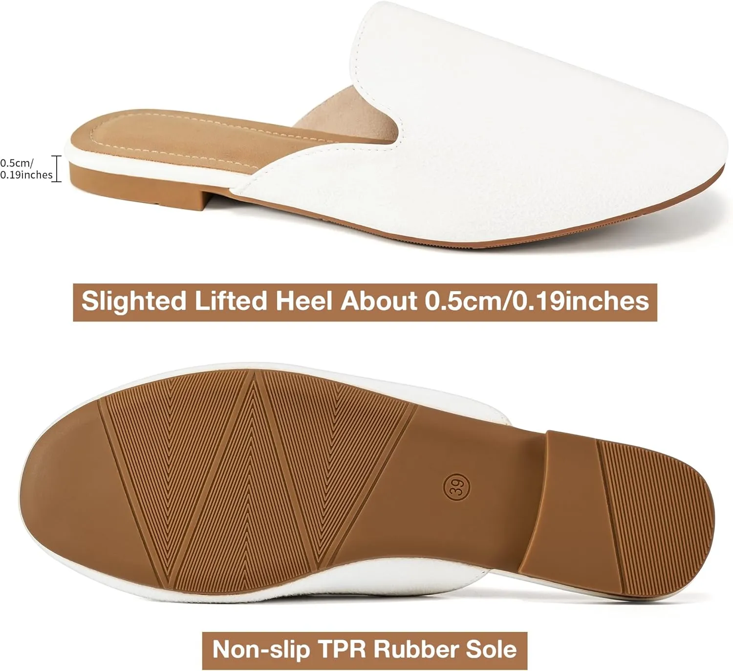 Ecetana Mules for Women Flats Shoes: Comfortable Slip On Casual Work Slides Round Toe Backless Loafers