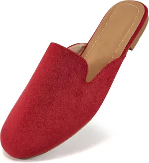 Ecetana Mules for Women Flats Shoes: Comfortable Slip On Casual Work Slides Round Toe Backless Loafers