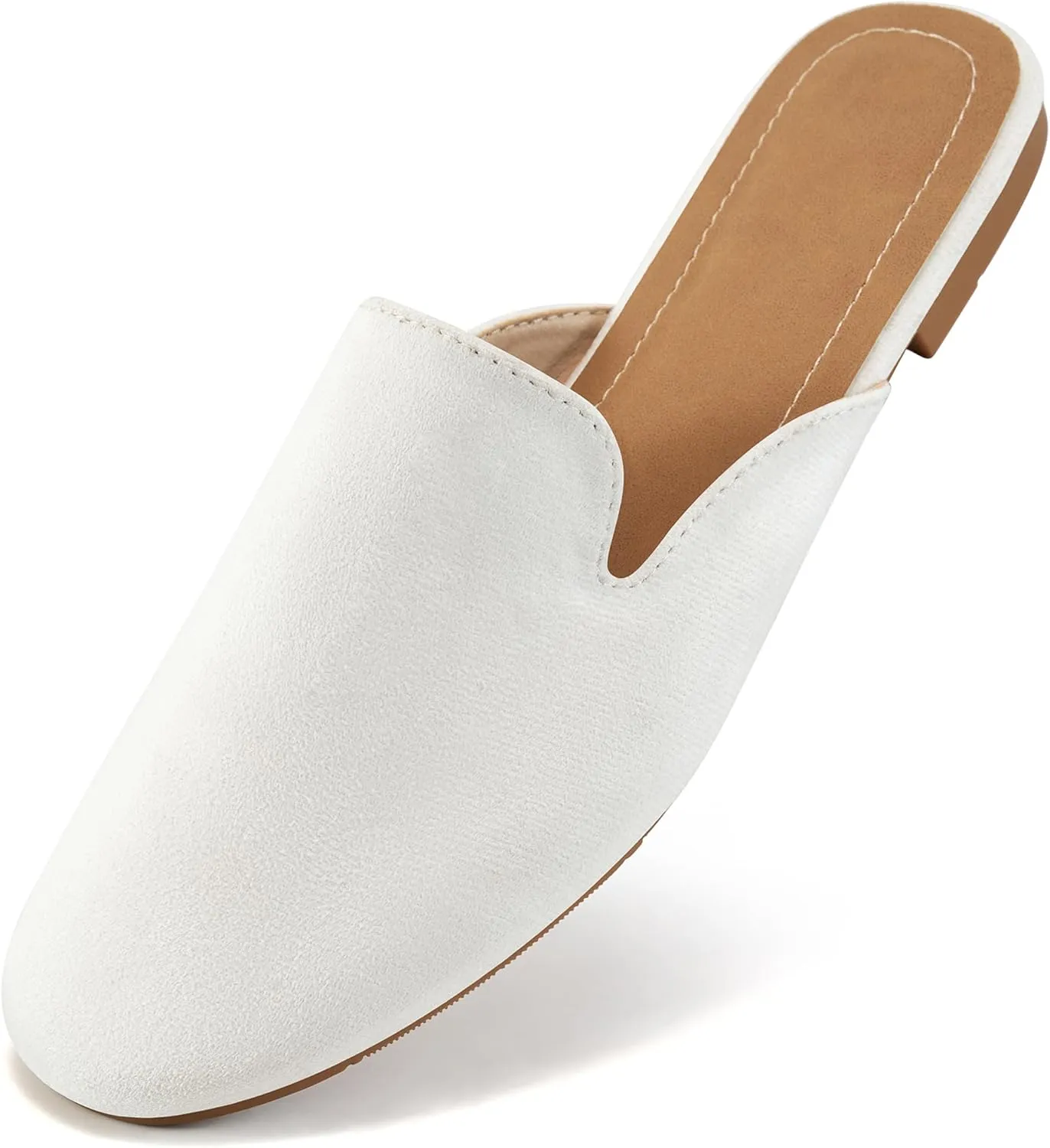 Ecetana Mules for Women Flats Shoes: Comfortable Slip On Casual Work Slides Round Toe Backless Loafers