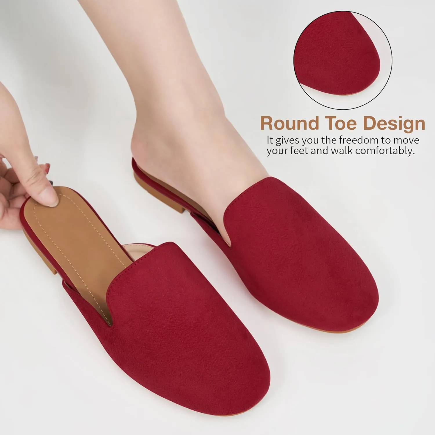 Ecetana Mules for Women Flats Shoes: Comfortable Slip On Casual Work Slides Round Toe Backless Loafers