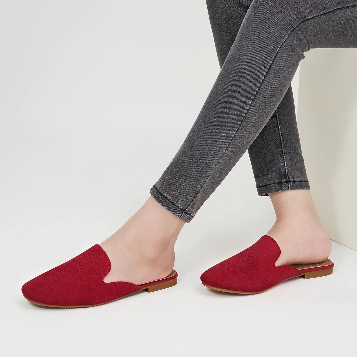 Ecetana Mules for Women Flats Shoes: Comfortable Slip On Casual Work Slides Round Toe Backless Loafers