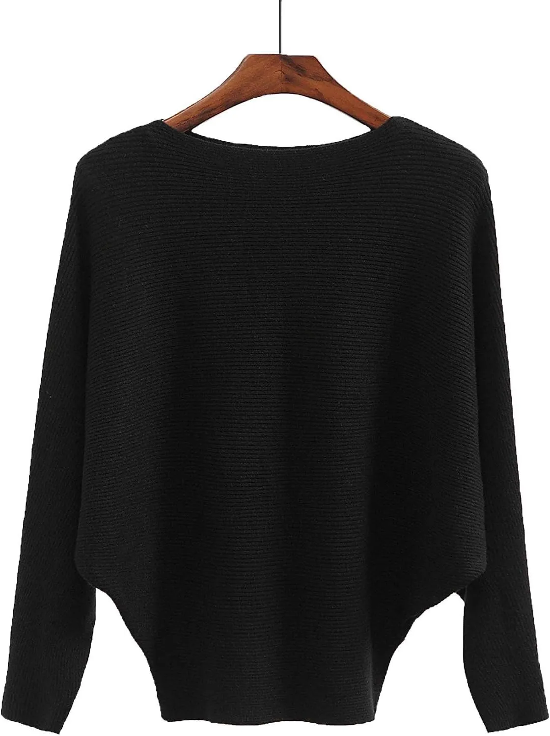 EDSTAR Women Dolman Batwing Sleeves Knitted Sweaters Winter Boat Neck Pullovers Tops