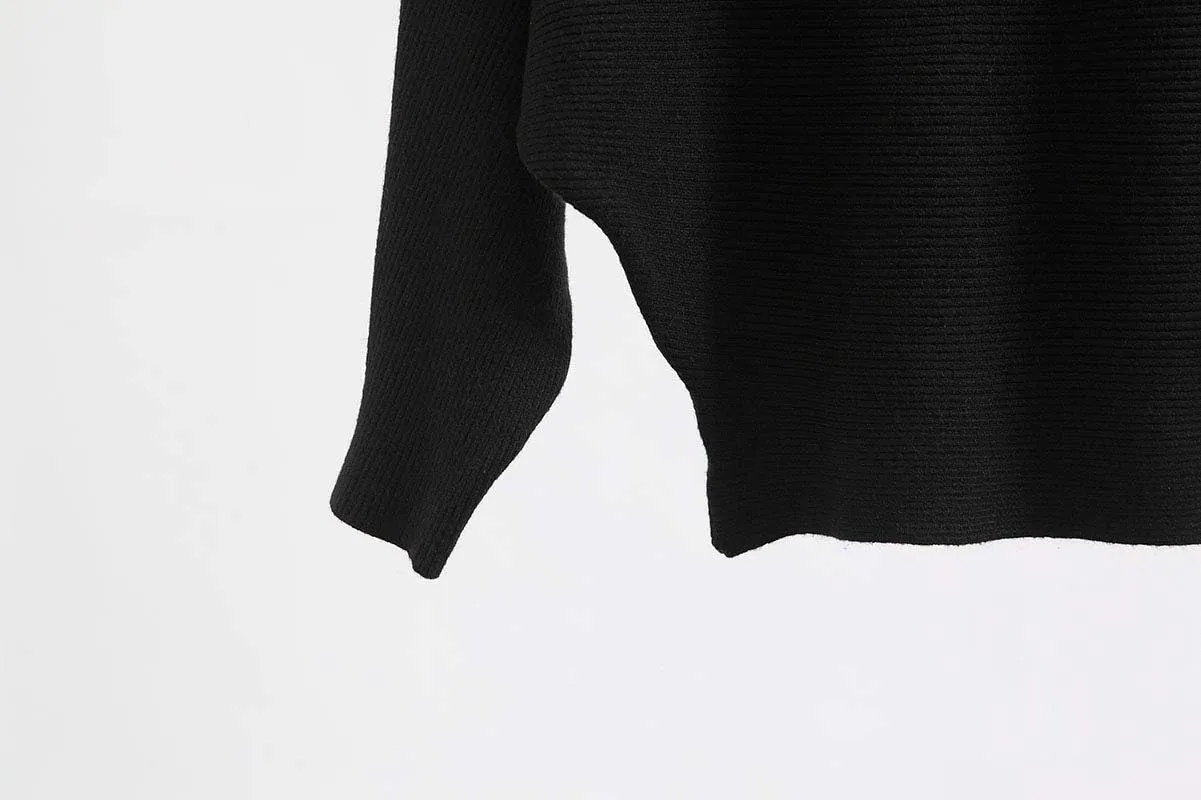 EDSTAR Women Dolman Batwing Sleeves Knitted Sweaters Winter Boat Neck Pullovers Tops