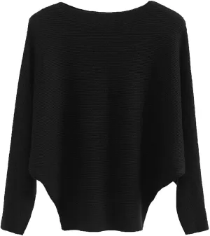 EDSTAR Women Dolman Batwing Sleeves Knitted Sweaters Winter Boat Neck Pullovers Tops