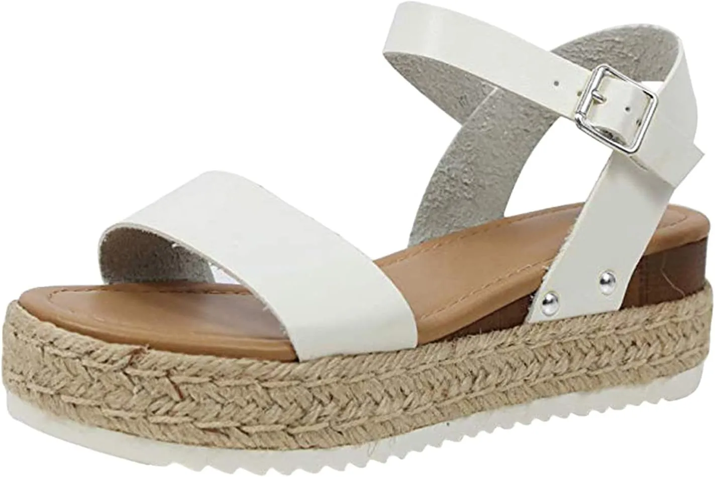 Eduavar Sandals Women Dressy Summer, Womens Sandals Wedge Dressy Summer Slip On Open Toe Sandals Comfy Leopard Shoes