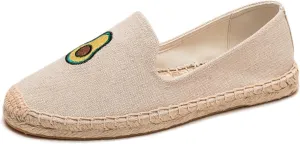 Espadrilles for Women - Casual Loafers Thick Sole Embroidery Flat Round-Toe Design Non-Slip Bottom Easy to On Off Suitable for Work,Outdoor,Home
