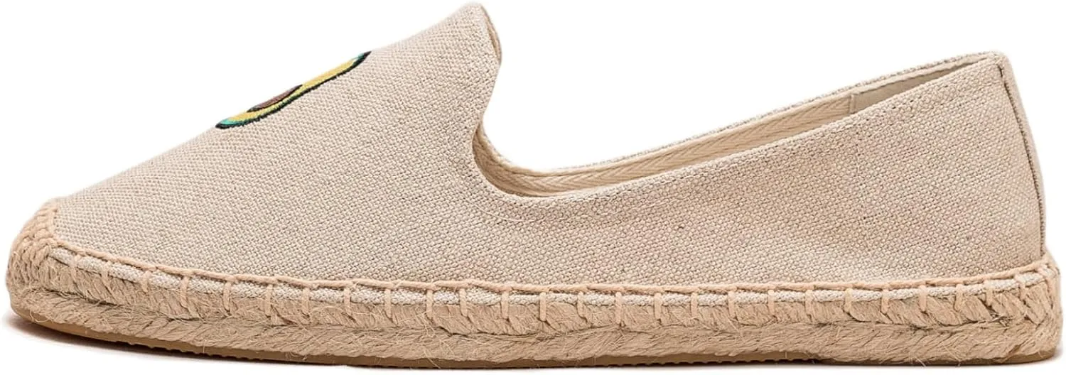 Espadrilles for Women - Casual Loafers Thick Sole Embroidery Flat Round-Toe Design Non-Slip Bottom Easy to On Off Suitable for Work,Outdoor,Home
