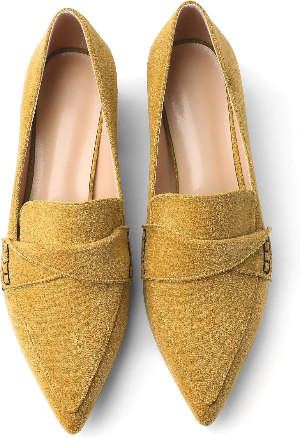 Esvowido Women's Loafer Pumps Mid Block Heels Closed Pointed Toe Slip on Comfortable Chunky Heel Pumps Dress Shoes for Daily Life Work Office 2 Inch