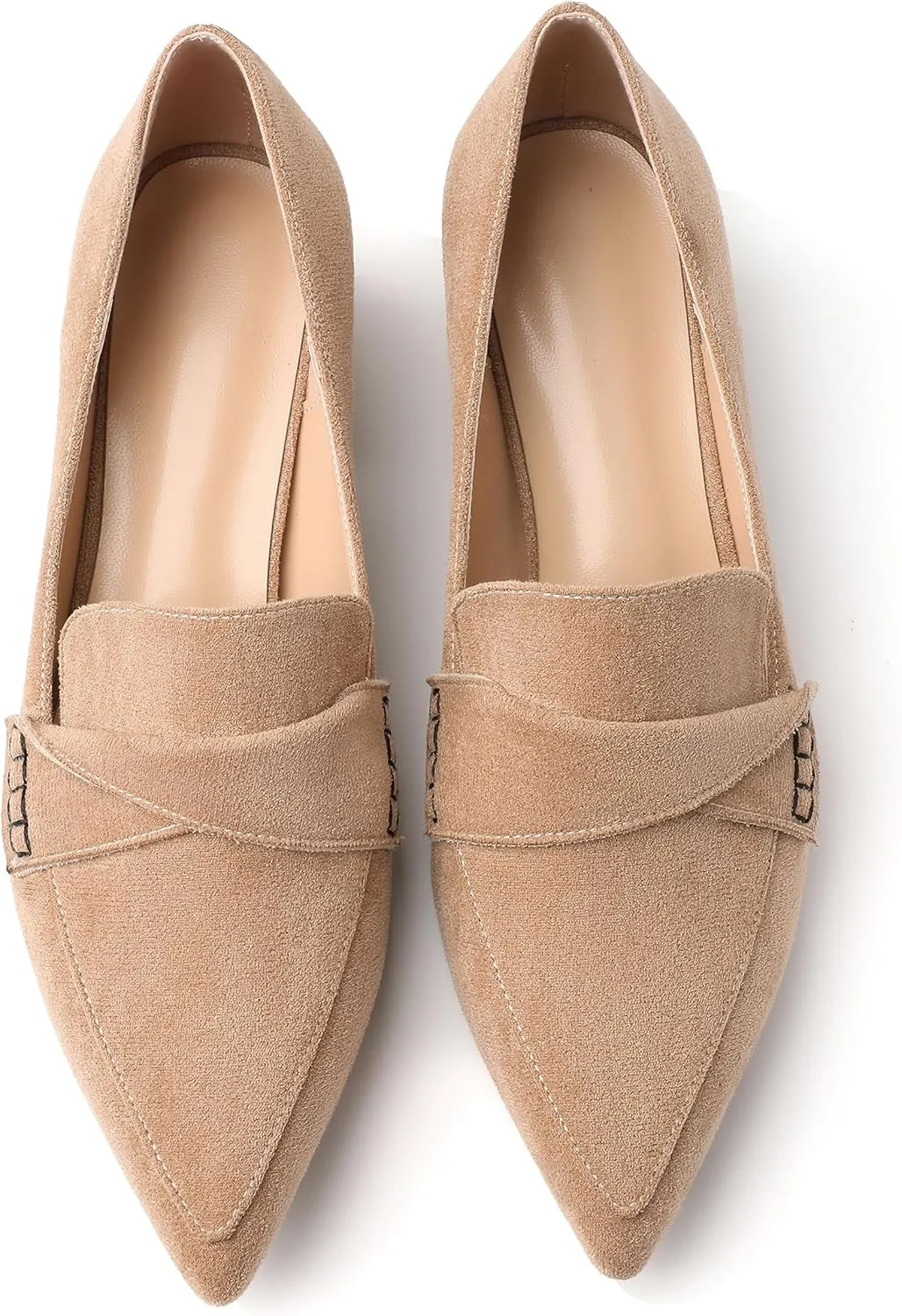 Esvowido Women's Loafer Pumps Mid Block Heels Closed Pointed Toe Slip on Comfortable Chunky Heel Pumps Dress Shoes for Daily Life Work Office 2 Inch