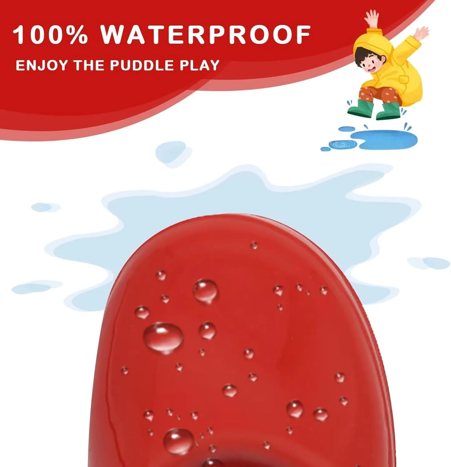 EUXTERPA Boys Girls Waterproof Rain Boots Kids Toddler Solid Color Boots with Easy On Handles