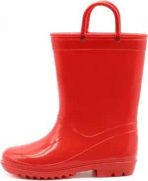 EUXTERPA Boys Girls Waterproof Rain Boots Kids Toddler Solid Color Boots with Easy On Handles