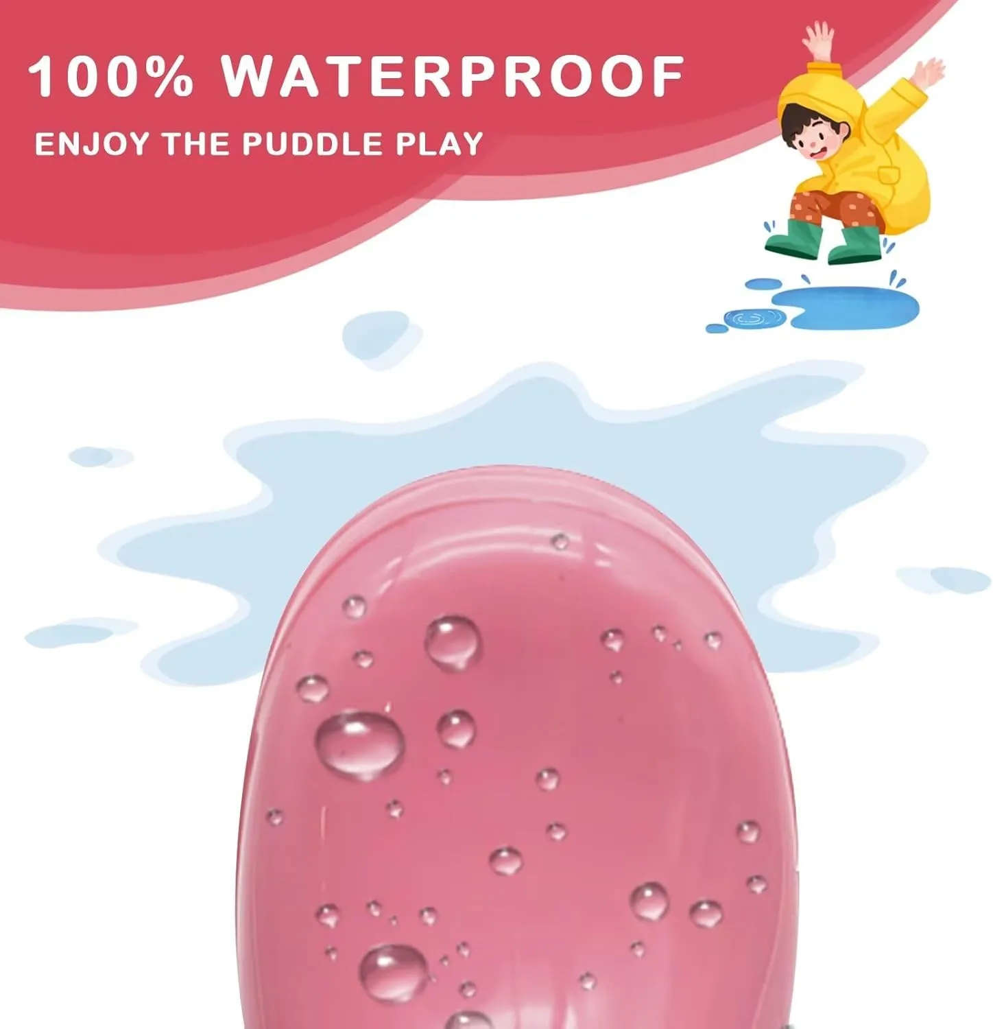 EUXTERPA Boys Girls Waterproof Rain Boots Kids Toddler Solid Color Boots with Easy On Handles