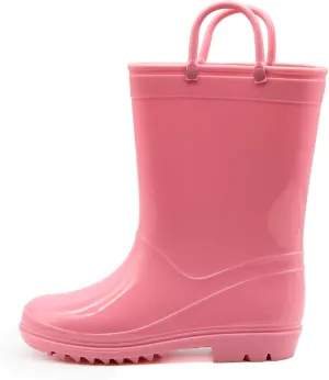 EUXTERPA Boys Girls Waterproof Rain Boots Kids Toddler Solid Color Boots with Easy On Handles