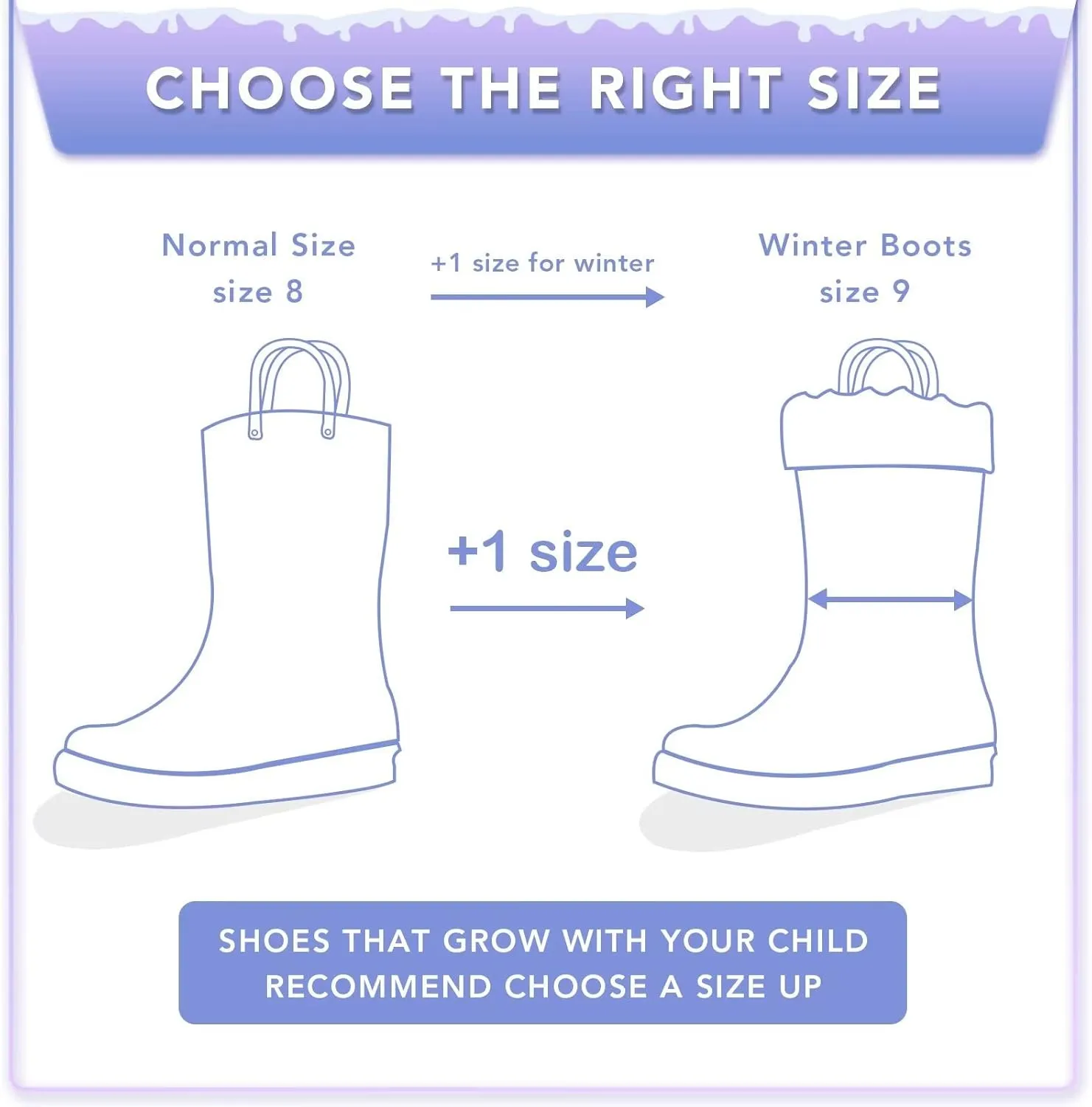 EUXTERPA Toddler Kids Light Up/Solid Color Rain Boots Waterproof Warm Fleece Lined Boots for Boys Girls Winter Snow Boots