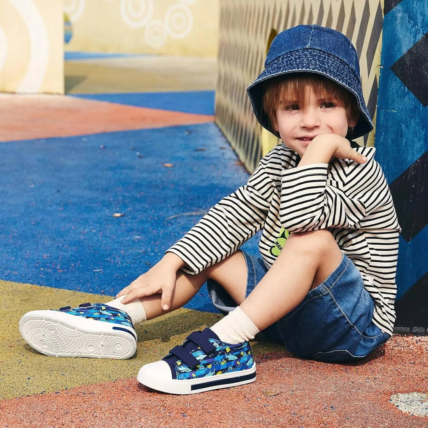 EUXTERPA Toddler Light Up Sneakers Kids Casual Canvas Shoes with Adjustable Strap for Girls Boys