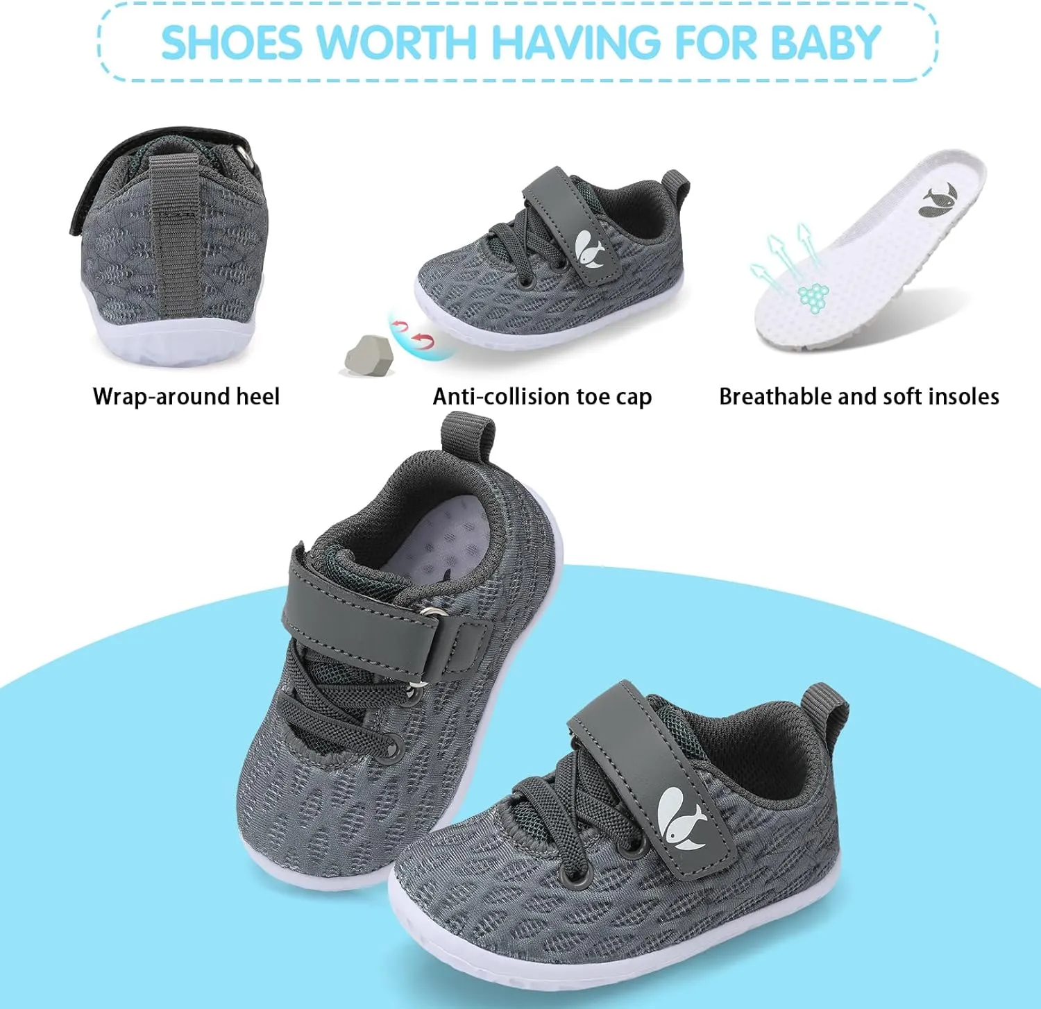 FEETCITY Baby Sneakers Boys Girls Infant Shoes First Walking Shoes Newborn Crib Shoes Toddler Slip On Shoes