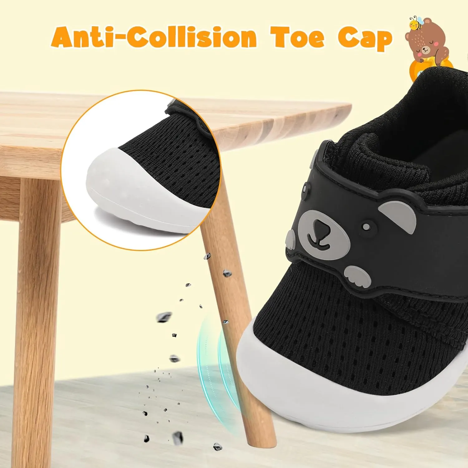 FEETCITY Baby Walking Shoes Wide Baby Shoes Boys Girls Infant Sneakers Crib Shoes Breathable Toddler Barefoot Shoes Slip On Shoes