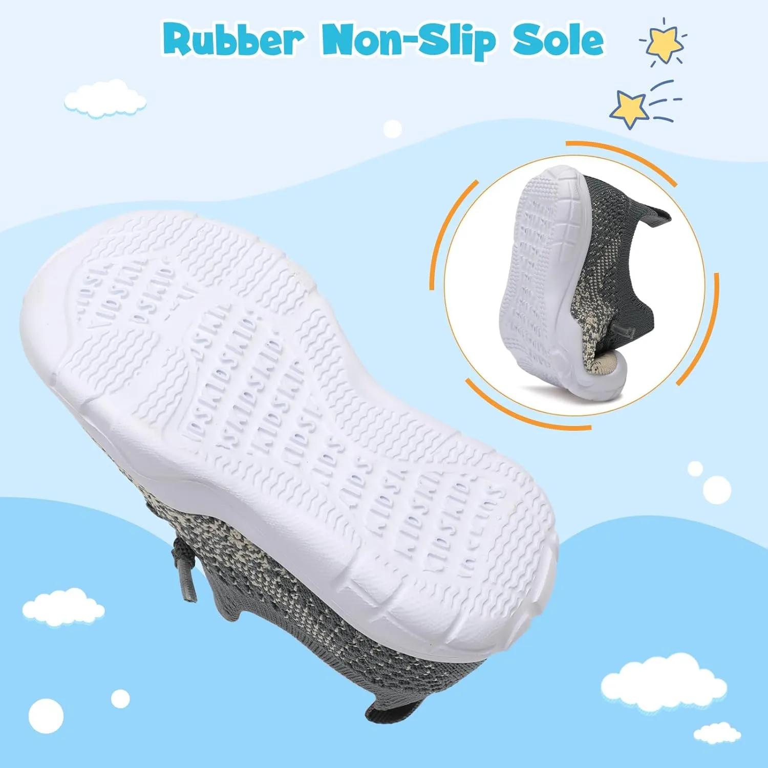 FEETCITY Toddler Sneakers Toddler Walking Shoes Boys Girls Toddler Tennis Shoes Lightweight Brethable Kids Slip On Shoes