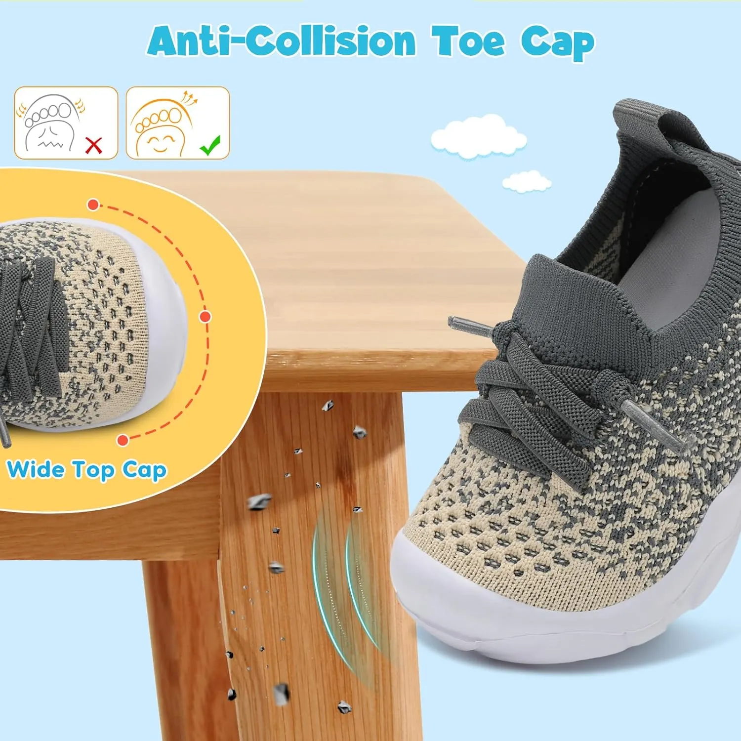 FEETCITY Toddler Sneakers Toddler Walking Shoes Boys Girls Toddler Tennis Shoes Lightweight Brethable Kids Slip On Shoes