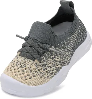 FEETCITY Toddler Sneakers Toddler Walking Shoes Boys Girls Toddler Tennis Shoes Lightweight Brethable Kids Slip On Shoes