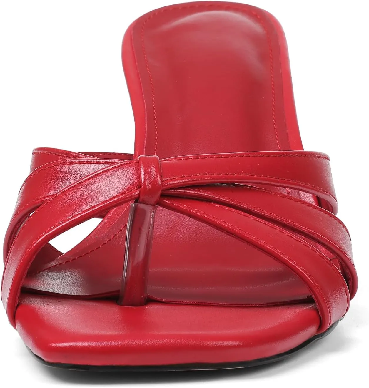 femflame Black Kitten Heels for Women Flip Flops Strappy Heels Summer Square Open Toe Slides Mules Low Heels Women's Heeled dressy Sandals