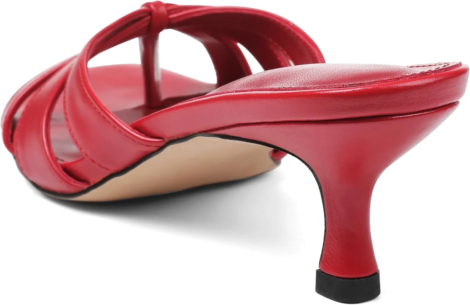 femflame Black Kitten Heels for Women Flip Flops Strappy Heels Summer Square Open Toe Slides Mules Low Heels Women's Heeled dressy Sandals
