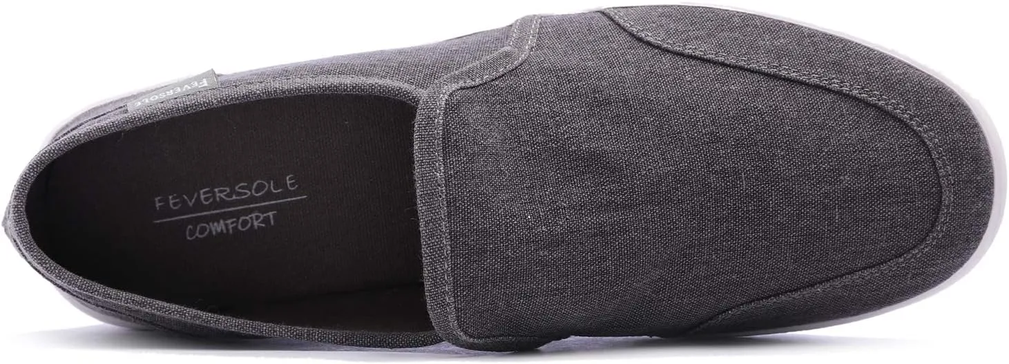 FEVERSOLE Comfort Women's Slip-On Lightweight Walking Shoes Casual Outfits Canvas Breathable Soft Loafers