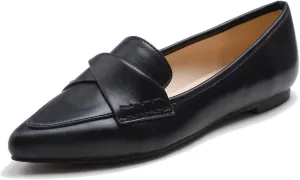 FEVERSOLE Women's Loafer Flat Pointed Fashion Slip On Comfort Driving Office Shoes
