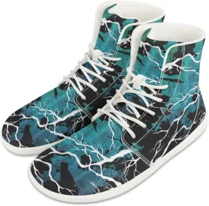 Fire Car Print Hiking Shoes Men Outdoor Athletic Sports Shoes Walking Shoes Trail Running Shoes White Sole