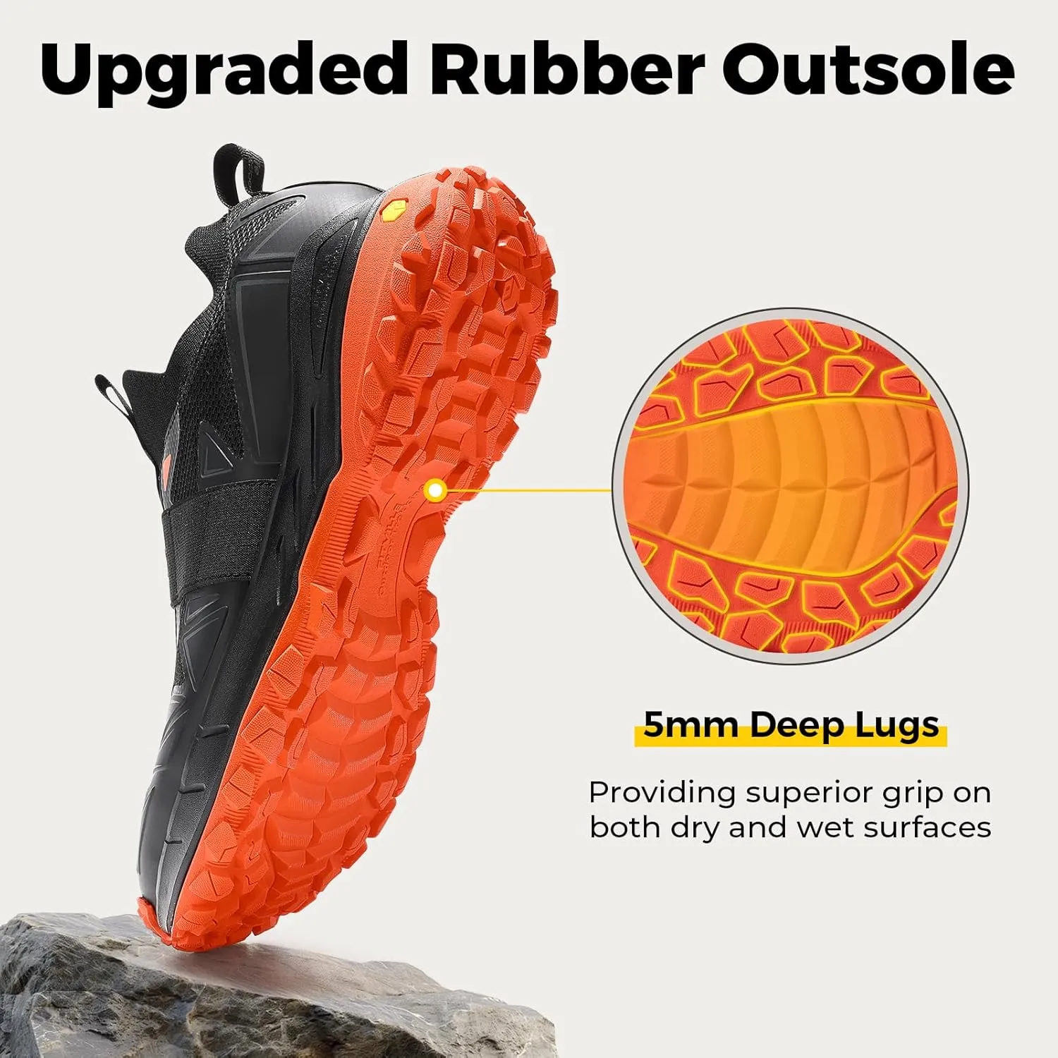 FitVille Men's Extra Wide Slip On Shoes Comfortable Orthopedic Hiking Sneakers with Arch Support Slip Resistant Trekking Walking Shoes for Travel Camping