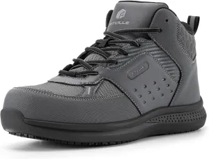 FitVille Wide Work Boots for Men Composite Toe Safety Work Shoes Slip-Resistant Work Boots Waterproof Lightweight - SteelCore