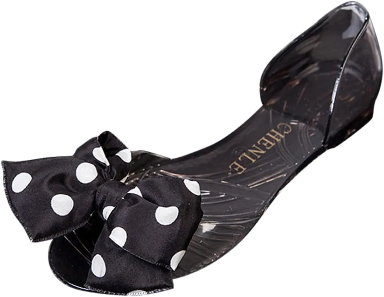 Flat Dress Sandals for Women Cover Heel Bowknot Polka Dot Jelly Sandals Beach Falt Casual Floral Trendy Open toe