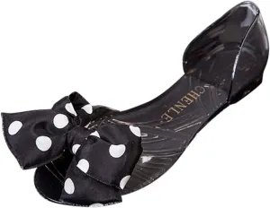 Flat Dress Sandals for Women Cover Heel Bowknot Polka Dot Jelly Sandals Beach Falt Casual Floral Trendy Open toe