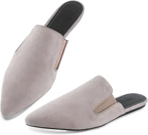 Flats for Women Comfortable Suede Fall Shoes Slingback Pointed Toe Slip On Mules Business Casual Loafers