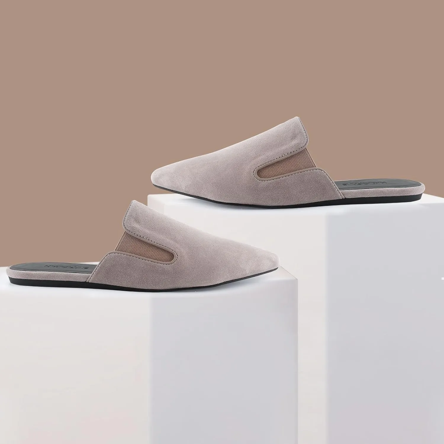 Flats for Women Comfortable Suede Fall Shoes Slingback Pointed Toe Slip On Mules Business Casual Loafers