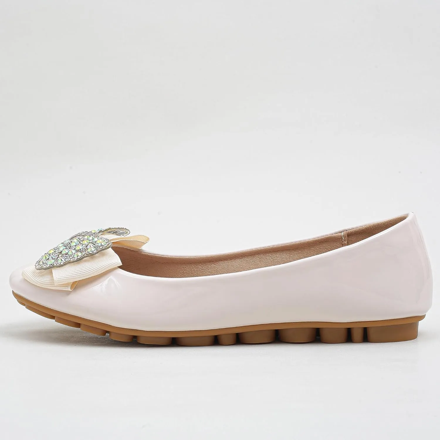 Flats Shoes Women Leather Comfortable Flats Round Toe Bow Slip on Wide Width Work Flats for Women