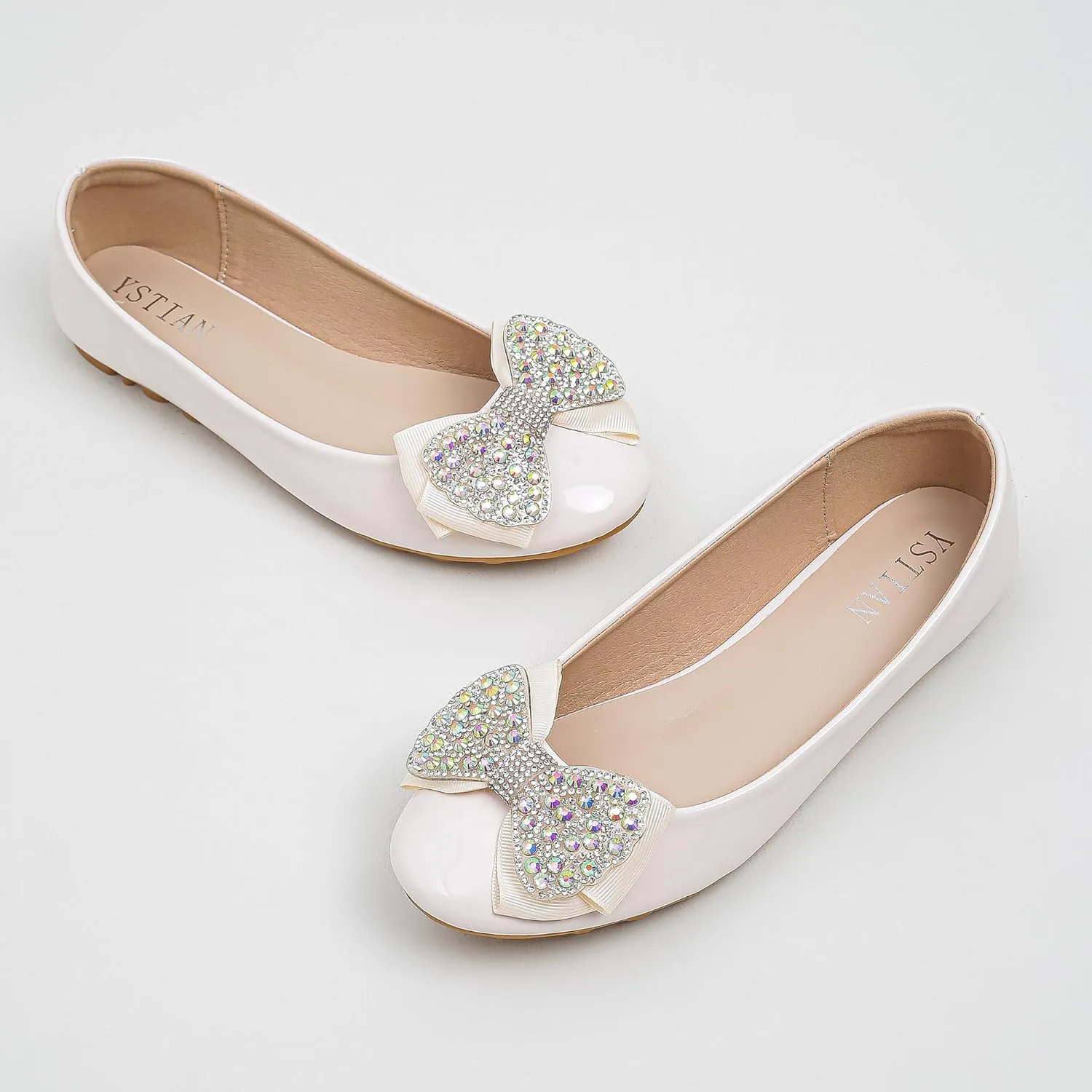 Flats Shoes Women Leather Comfortable Flats Round Toe Bow Slip on Wide Width Work Flats for Women