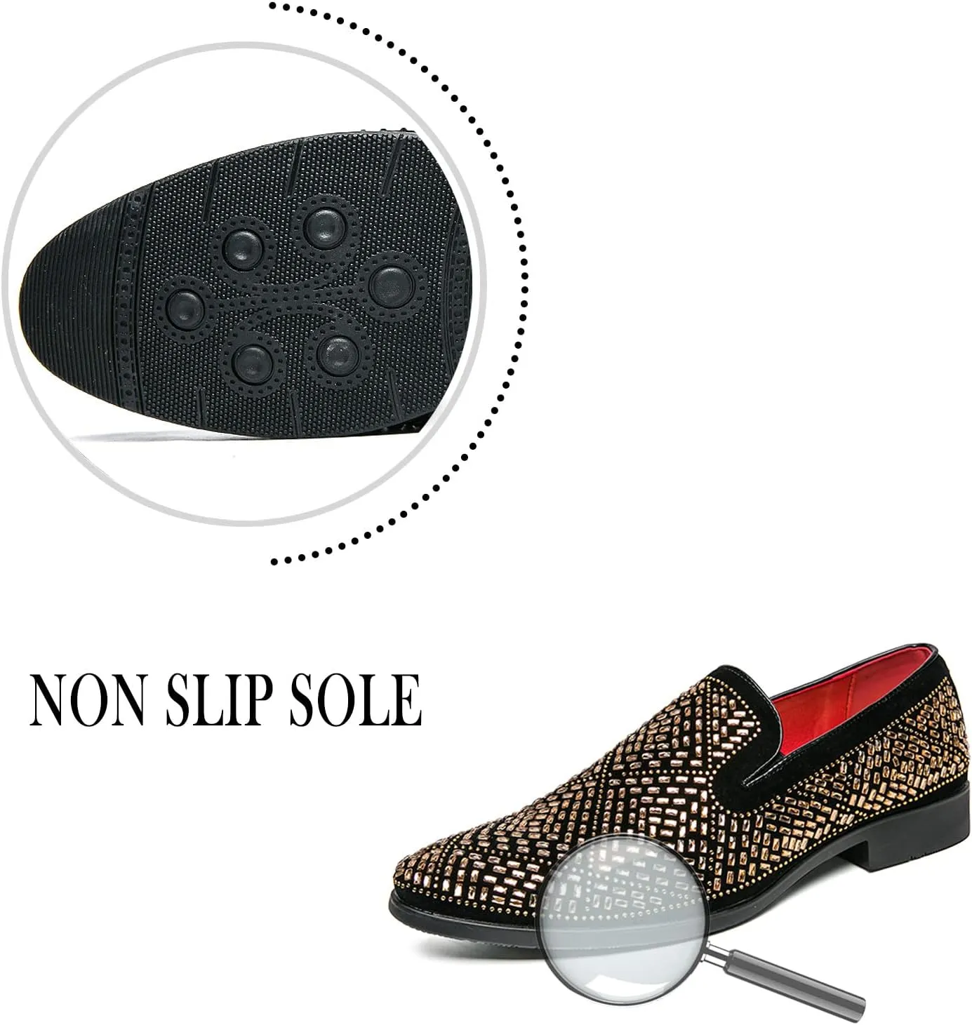 FLIOZY Mens Smoking Slipper Fashion Wedding Prom Shoes Party Dress Loafer Casual Studded Slip-on Loafer