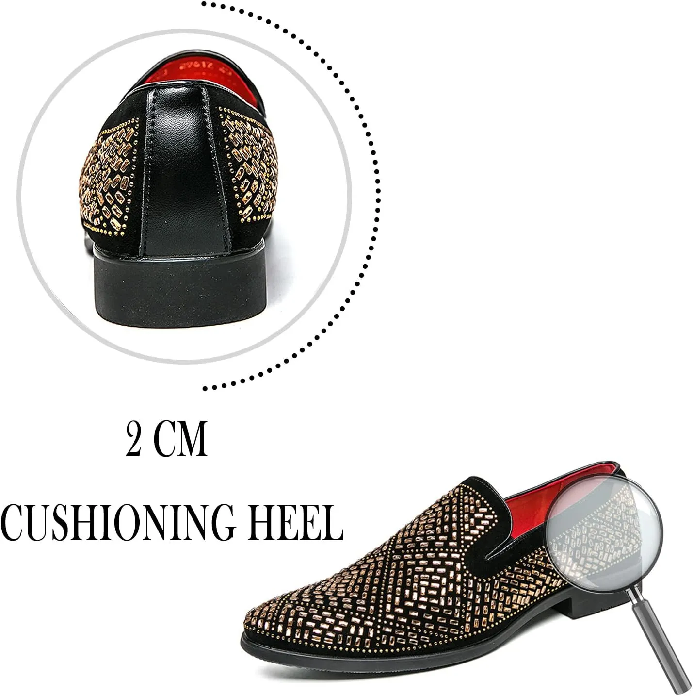 FLIOZY Mens Smoking Slipper Fashion Wedding Prom Shoes Party Dress Loafer Casual Studded Slip-on Loafer
