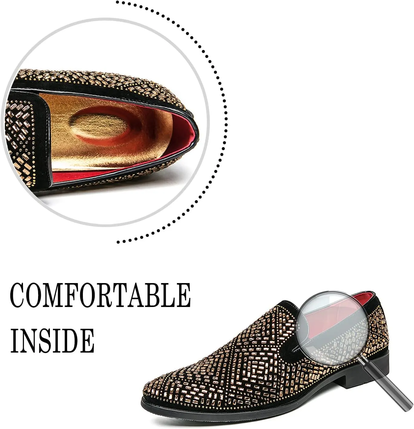 FLIOZY Mens Smoking Slipper Fashion Wedding Prom Shoes Party Dress Loafer Casual Studded Slip-on Loafer