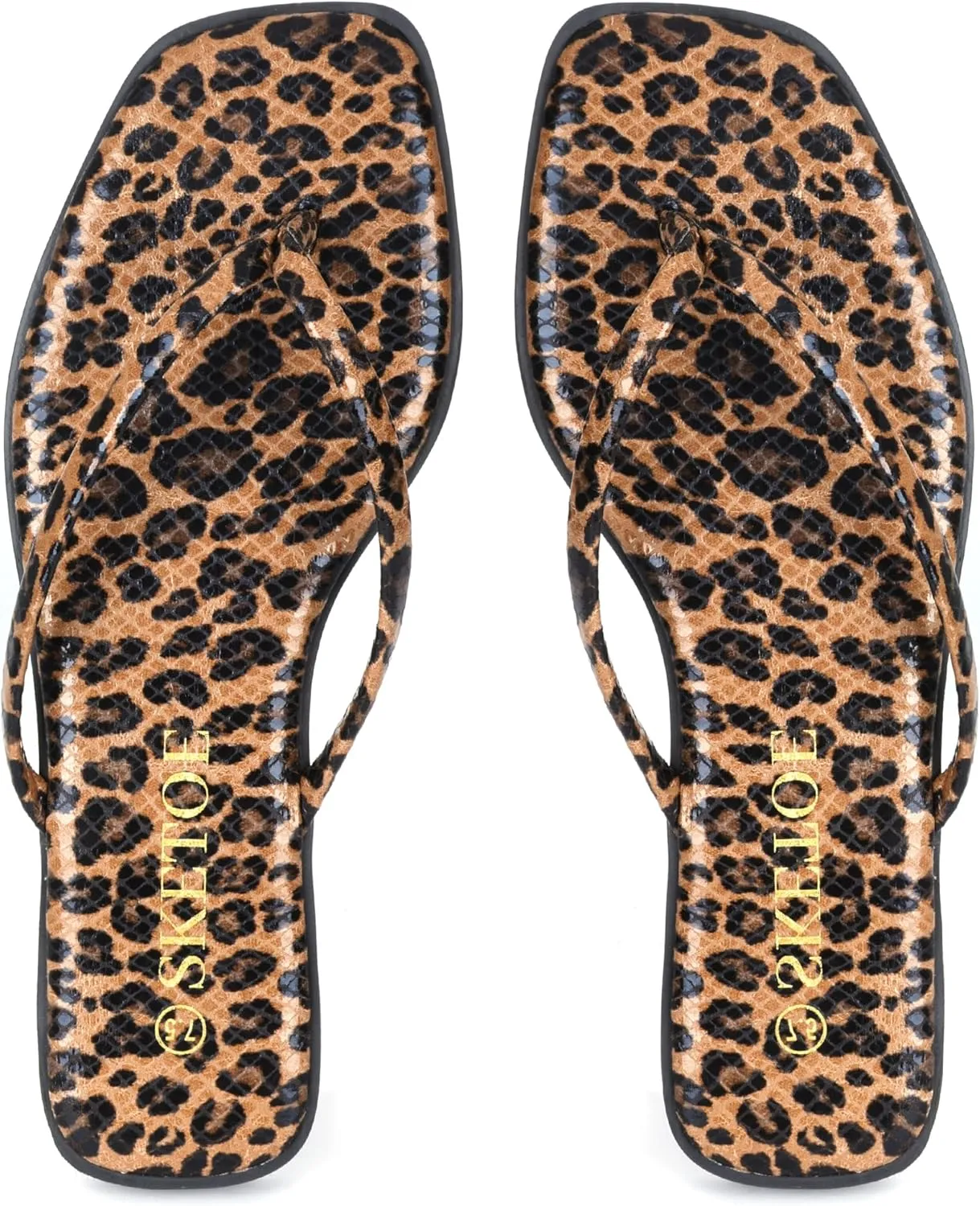 Flip Flops for Women Square Toe Flat Sandals for Women Comfortable Thong Sandals Vegan Leather Flip Flops Lightweight Summer Beach Sandals Dressy Vacation Essentials Slides