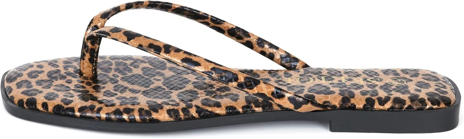 Flip Flops for Women Square Toe Flat Sandals for Women Comfortable Thong Sandals Vegan Leather Flip Flops Lightweight Summer Beach Sandals Dressy Vacation Essentials Slides
