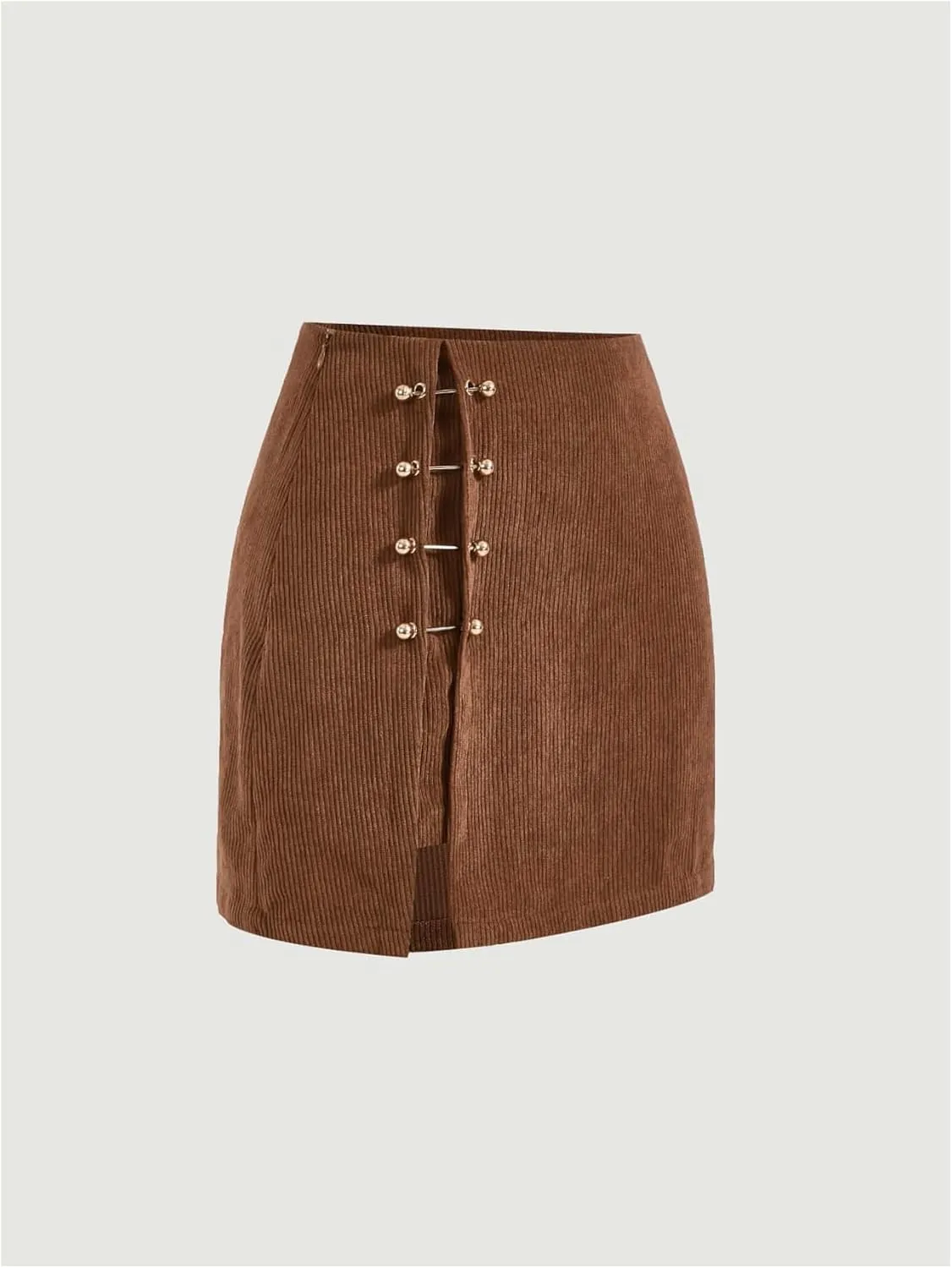 Floerns Women's Solid Split Hem Grommet Eyelet Skirt A Line Mini Skirt