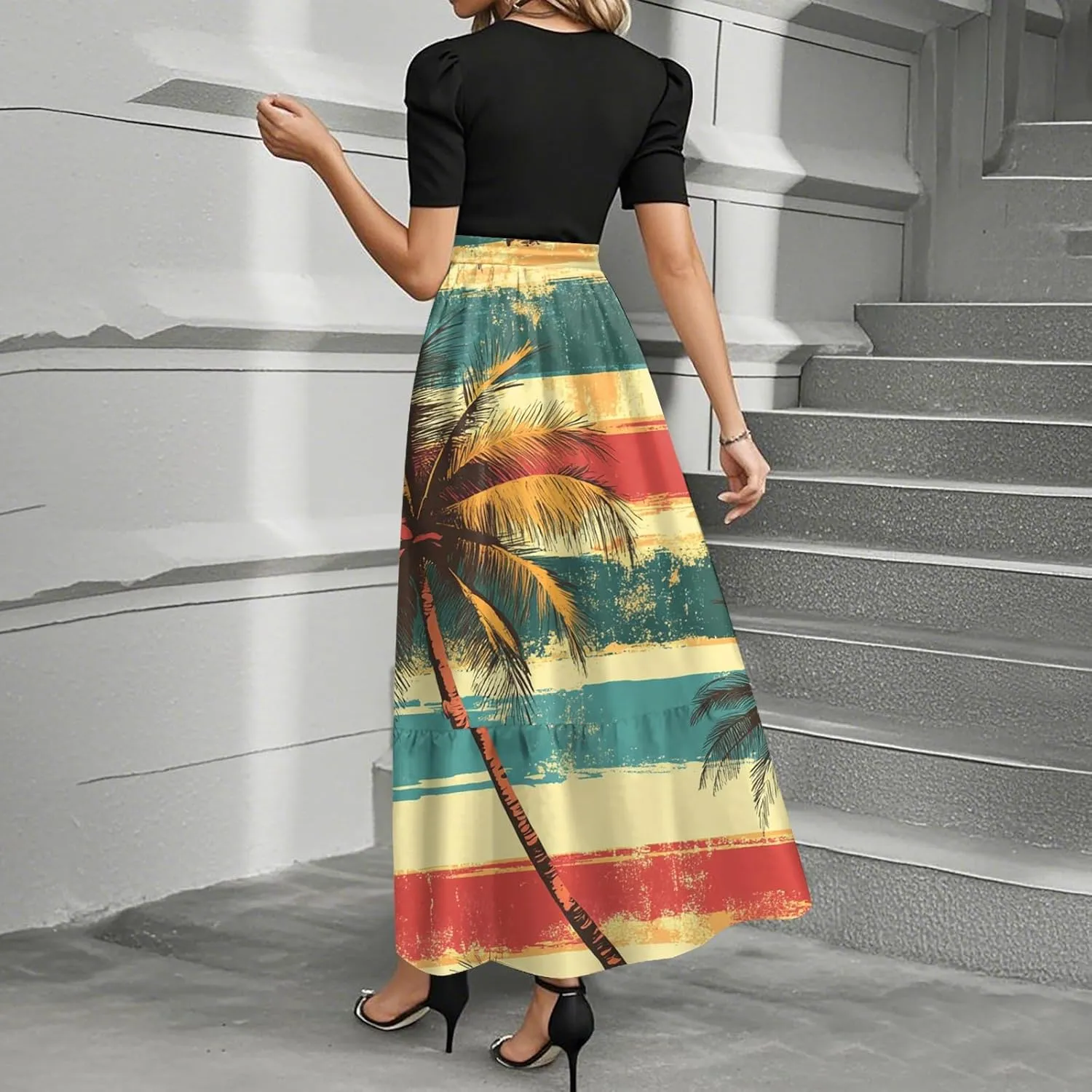 Flower Print Dresses for Women 2025, Trendy Beach High Waisted Vacation Casual Spring Womens Sundress