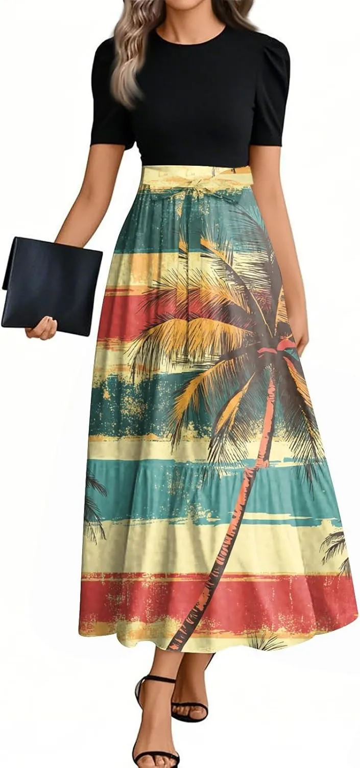 Flower Print Dresses for Women 2025, Trendy Beach High Waisted Vacation Casual Spring Womens Sundress