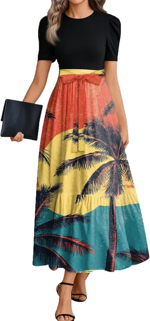 Flower Print Dresses for Women 2025, Trendy Beach High Waisted Vacation Casual Spring Womens Sundress