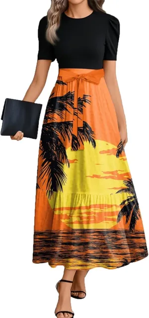 Flower Print Dresses for Women 2025, Trendy Beach High Waisted Vacation Casual Spring Womens Sundress