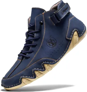 FLYLAND Men's Casual Leather Fashion Sneakers Ankle Chukka Boots Slip On Lightweight Loafers Walking Driving Shoes